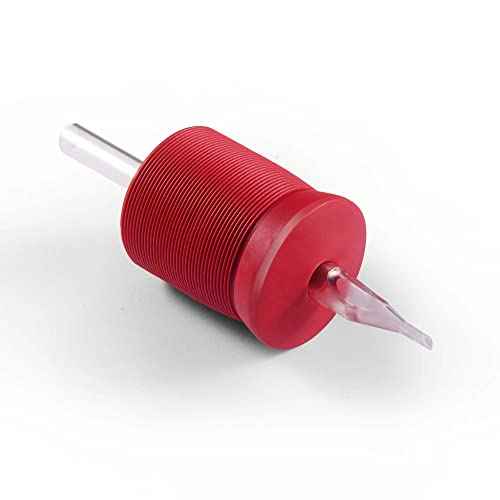 1.25 Inch Ultra Premium Red Soft Silicone Grip w/Long Clear Disposable Tubes & Tips- 15 Pack, Diamond Tip (14DT)