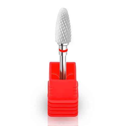 Fantexy 3/32" Ceramic Nail Drill Bit - Remove Acrylic Hard Gels Quickly and Safely,White Ceramic Cone File Bit for Nail Art,Manicure,Pedicure,Gel,Cuticle Clean(Fine - F)