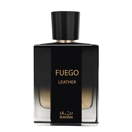 Fuego Leather Perfume for Men ? Long Lasting Arabian Eau De Parfum, 100mL (3.34 Fl oz) Men Perfume with Bergamot, Lavender, Vetiver, Sandalwood & Amber - Ideal Gift for Father's Day