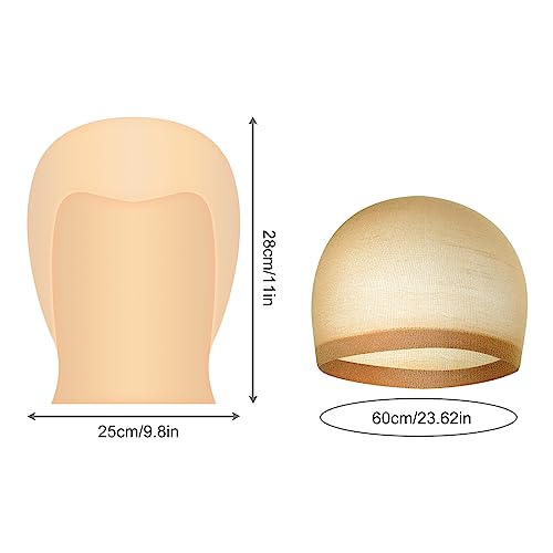 Bald Cap Halloween, 2Pcs Nylon Wig Caps 2Pcs Latex Makeup Bald Cap for Adults Women Men Costume Accessory for Theme Halloween Party Cosplay