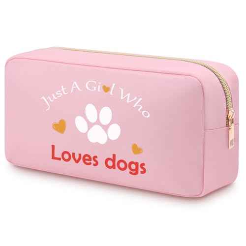 Dog Makeup Bag Dog Lovers Gifts for Women Girls Oxford Cloth Cosmetic Bag Christmas Birthday Gift for Pet Owner Dog Mom Sister Bestie BFF Dog Lovers Double Side Printed Zipper Makeup Organizer