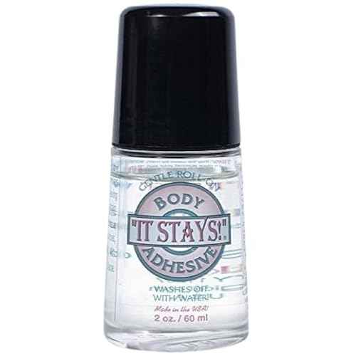 ABSOLUTE SUPPORT It Stays! Butt Glue for Dancers Roll On - Body Adhesive Glue Applicator for Wigs, Socks, Stockings, Leotards, Bras, Costumes and Clothing - Made in USA - 2 fl oz Clear