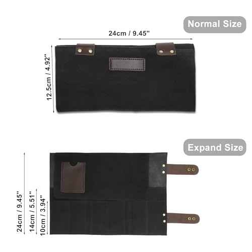 VOCOSTE Barber Scissors Bag Roll Up, Durable & Foldable Salons Tool Pouch with Multi-Pockets, Hair Scissor Shears Cases for Hair Stylists, Black