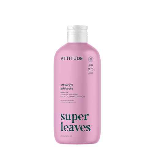 ATTITUDE Body Wash, EWG Verified Shower Gel, Dermatologically Tested, Plant and Mineral-Based, Vegan Personal Care Products, Coconut & Wild Berries Scent, 16 Fl Oz