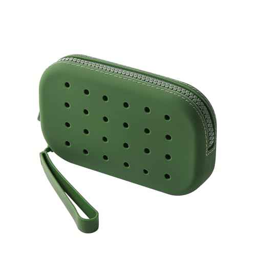 Small Silicone Multifunctional Essential Bag Zipper Pouch Portable Travel Makeup Bag for Women Men Cards Cash (Green)