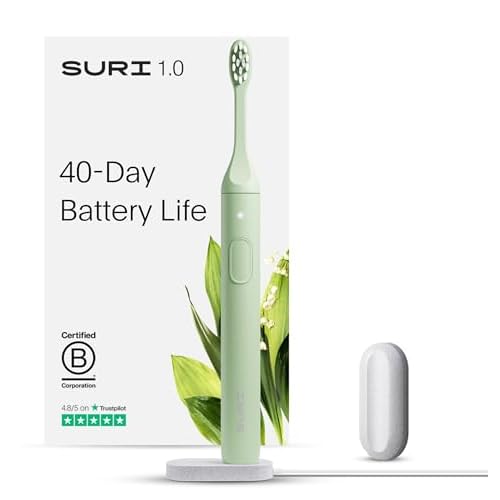 SURI 1.0 Sonic Electric Toothbrush | 1 Month+ Battery | Designed in California | Electric Toothbrush for Adults | Travel Toothbrushes | Tooth Brush | Green