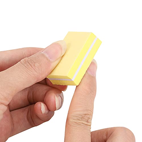 100 Pcs Mini Buffers for Nails 180/100 Grit Nail Buffers for Nail Care(Yellow)