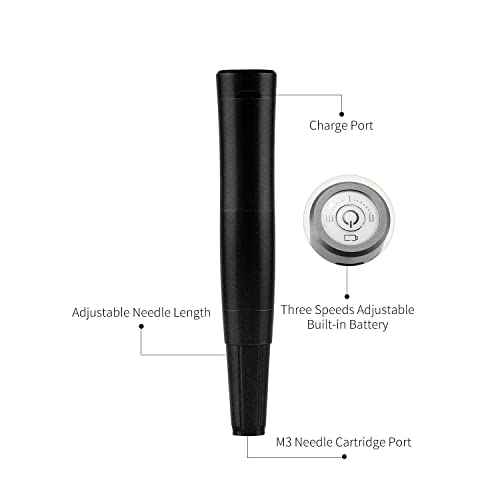 Arrow Wireless Permanent Makeup Tattoo Machine By Mellie Microblading - Powder Brows - Shading - Microshading - Brow Machine Compatible with M3 or Intelli Needle Cartridge (Machine, Black)