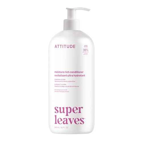 ATTITUDE Moisture Rich Hair Conditioner, For Dry and Damaged Hair, Naturally Derived Ingredients, Vegan Detangler, Dermatologiocally Tested, Quinoa and Jojoba, 32 Fl Oz