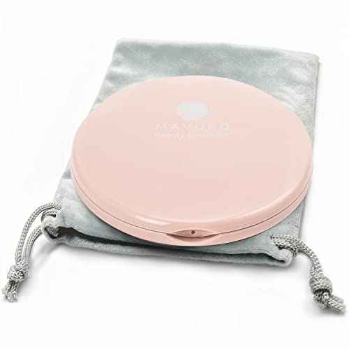 Mavoro Magnifying Compact Mirror | 1x/10x Magnification | 4" Small Pocket Purse Double Sided Travel Makeup Mirror | Folding Portable Hand Compact Mirror for Handbag and Purses (Millennial Pink)