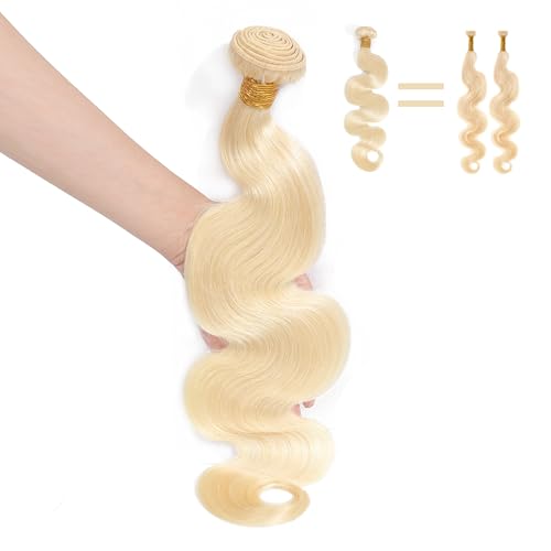 Blonde Body Wave Bundles Human Hair 26 Inch 15A 613 Blonde Bundles Human Hair,Sew In Quick Weave Body Wave Bundles 100% Real Human Hair Extensions Tangle Free Shedding Free Triple Lifespan 3X