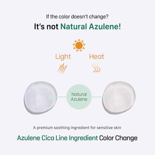 Le Nubele Azulene Cica Ampoule Soothes Acne Prone and Sensitive Skin, Azulene 700ppm, Centella Asiatica, Panthenol, Non-Comedogenic, Reduce Redness, Korean Skin Care, 50ml/1.06 fl.oz.