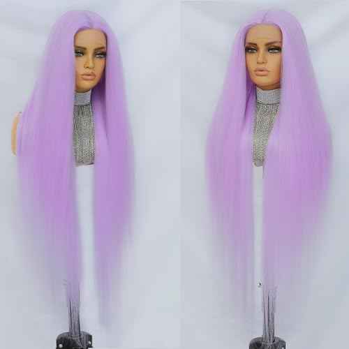 Felek 40 Inch Purple Straight 13x6 Lace Front Wigs Super Long Synthetic Pre-plucked Lace Wigs Wear and Go Glueless HD Lace Frontal Wig For Fashion Women/Girls (13x6 Lace Purple)