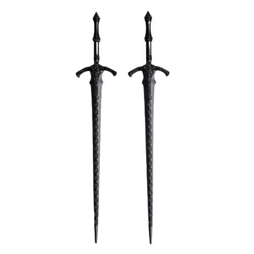 2PCS Retro Viking Hair Sticks ? Black Gothic Metal Sword Hair Pins for Women, Perfect for Renaissance Festivals, Halloween, Thick Hair & Updos (RLAL)