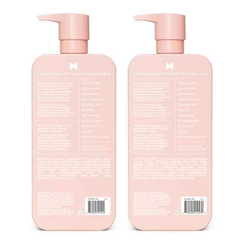 MONDAY HAIRCARE Smooth Shampoo + Conditioner Bathroom Set (2 Count) 27 oz Each For Frizzy, Coarse & Curly Hair Made with Coconut Oil, Shea Butter & Vitamin E 100% Recyclable Bottle Pink