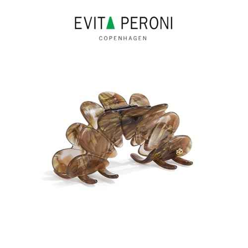EVITA PERONI Hair Clip, Flower Hair Clips Large Hair Claw Clips for Thick Hair, Non Slip Strong Hold for Women Girls-Brown