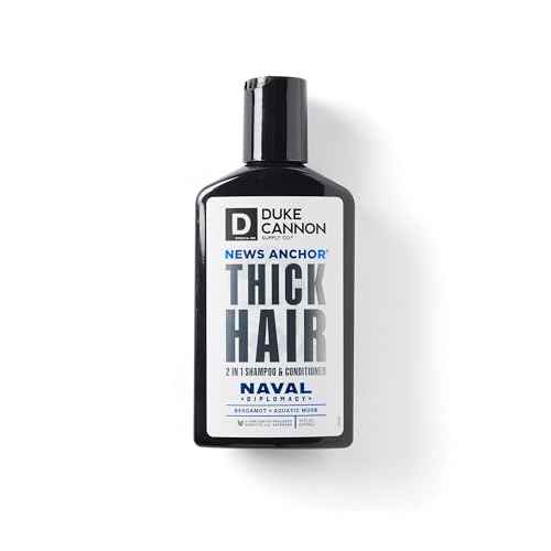Duke Cannon 2-in-1 News Anchor Hair Wash - Naval Diplomacy, Shampoo & Conditioner, Bergamot & Aquatic Musk Scent, 10 fl. oz.