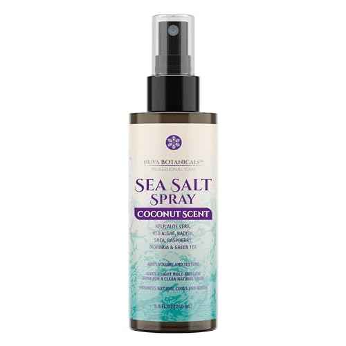 Coconut Sea Salt Hair Texturizing Spray with Castor Oil, Aloe Vera, Red Algae, Kelp, Raspberry, and Green Tea (8.8 Oz)
