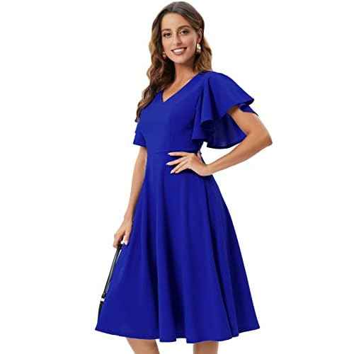 Bridesmay Women's Formal Cocktail Wedding Guest Dress for Women 2025 Short Sleeve Fit and Flare Tea Party Dresses