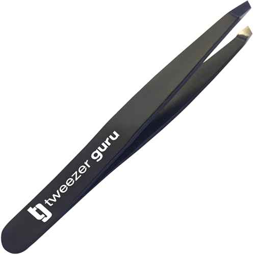 Tweezer Guru Tweezers for Women Facial Hair & Men ? Precision Slant-Pointed Eyebrow Tweezer for Ingrown Hair, Blackhead & Splinter Removal (Black)