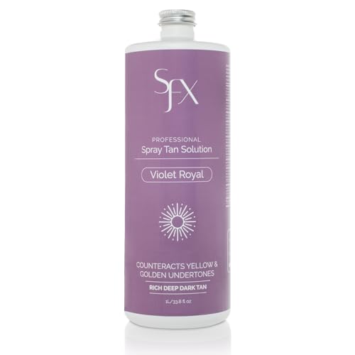 SunFX Violet Royal Professional Spray Tan Solution | Dark, Cool-Toned Bronze | Salon-Grade HVLP Spray Tanning Formula | Fast-Drying, Streak-Free & Long-Lasting | 33 Fl Oz
