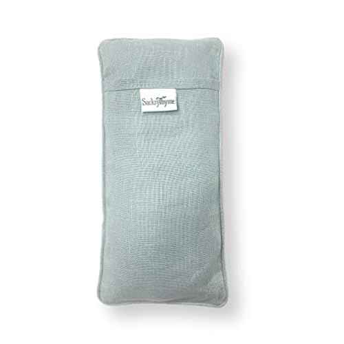 Sacksy Thyme Organic Linen Eye Pillow - Lavender & Flaxseed for Relaxation, Yoga, Stress Relief - Microwavable Heating Pad & Cool Compress - Made in USA - Gifts for Meditation