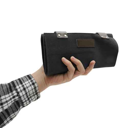 VOCOSTE Barber Scissors Bag Roll Up, Durable & Foldable Salons Tool Pouch with Multi-Pockets, Hair Scissor Shears Cases for Hair Stylists, Black
