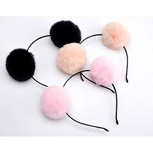 Sheliky 4Pcs Bear Ears Headband Halloween Chipmunk Ears for Dress up Party Pom Pom Hairbands Women Girls Cosplay Accessory