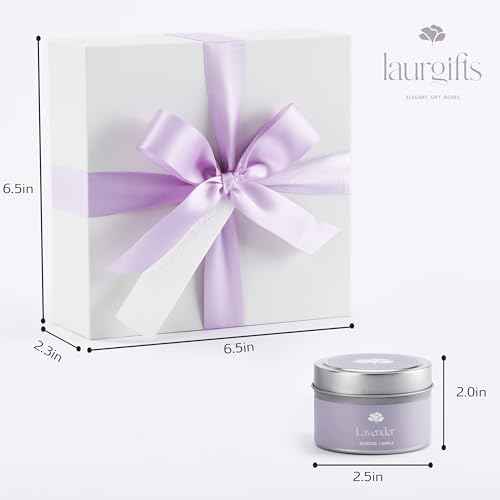 Lavender Small Spa Gift Box for Women ? Relaxing Self Care Set with Candle, Bath Bomb, Soap & Scrub ? Birthday, Thank You, Christmas, Housewarming, Bridal Shower, Get Well Soon Gift Basket for Her