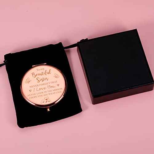 XPENMULBOJA Sister Gifts Sweet 16 Gifts Compact Mirror for Sisters Gifts from Sister Mirror Gifts for Sister-in-Law Birthday Gifts for Her Sister Sister-in-Law Christmas