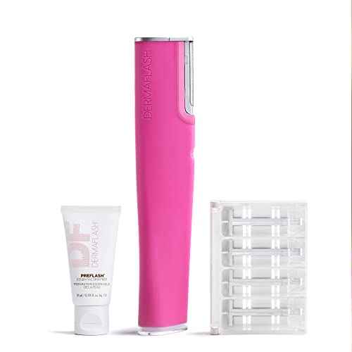 DERMAFLASH LUXE+ Sonic Dermaplaning Tool for Face Peach Fuzz Removal, Anti-Aging and Exfoliation, Pop Pink