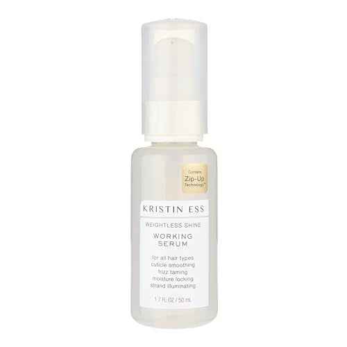 Kristin Ess Hair Weightless Shine Working Hair Serum for Dry Damaged Hair - Frizz Taming, Anti Breakage, Moisture Locking + Shine Enhancing - Color + Keratin Safe, 1.7 fl. oz.