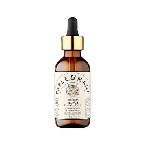 Fable and Mane Hair Oil - HoliRoots Strengthening Serum for Damaged, Frizzy Hair with Ashwagandha, Castor Oil & Scalp Treatment - 1.8FL oz