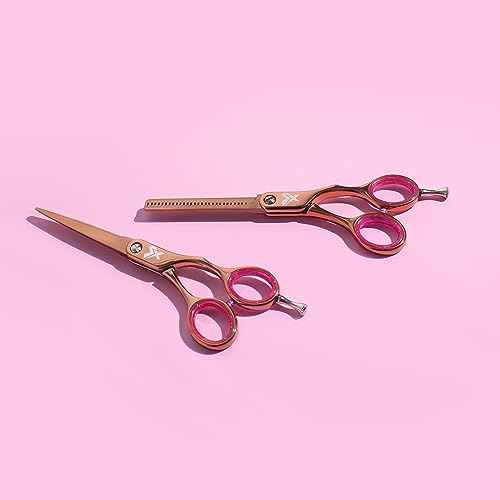 Cricket Shear Xpressions 5.75" Professional Hair Cutting Scissors - Barber Scissors, Japanese Stainless Steel, Comfort Silencer, Ideal for Stylists and Home Use, Hey Rosie - Rose Gold