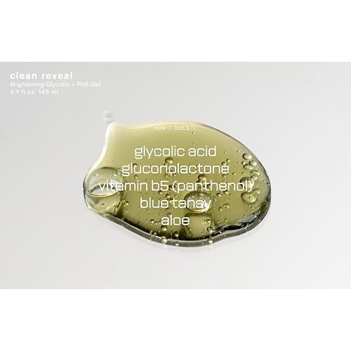 Clean Reveal, Brightening Glycolic + PHA Gel Cleanser Hydrates & Gently Exfoliates with Aloe and Provitamin B5, Smooths Texture & Clears Pores - 4.9 fl oz