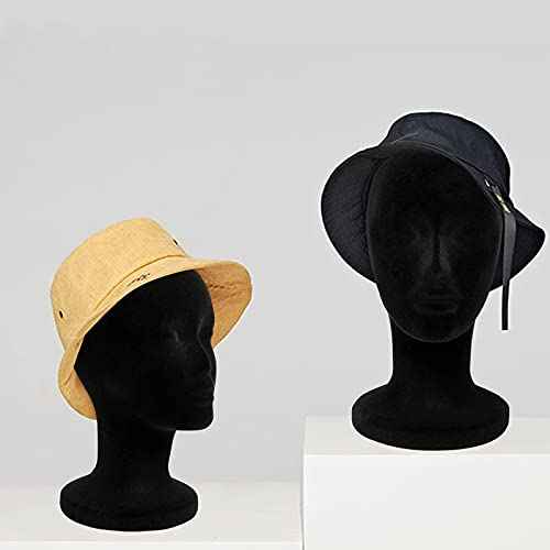 Foraineam 2 Pack Black Foam Mannequin Head, 12 Inch Female Manikin Foam Heads, Wig Holder Hats Glasses Headband Hairpieces Display Stand