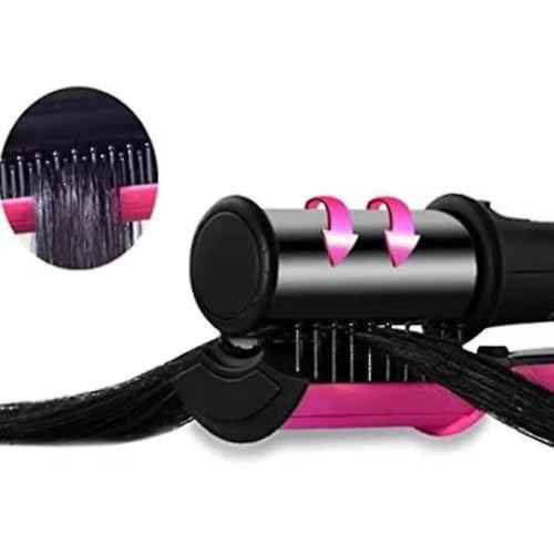 2-in-1 Professional Hair Straightener and Curler, LCD Display, 360¡Æ Rotating Cord, Ceramic Plates, 13 Heat Settings, Black/Pink