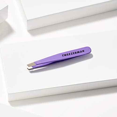 Tweezerman Mini Slant Travel Tweezers For Eyebrows, Travel Tweezers for Eyebrows, Facial Hair (Blooming Lilac)