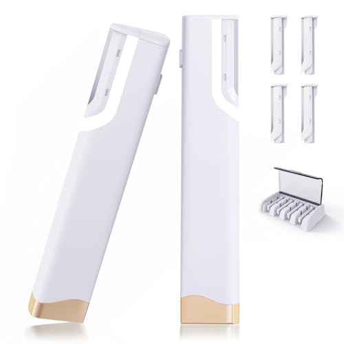 Rechargeable Sonic Smooth Dermaplane Razor for Women Face, 2 in 1 Painless Facial Exfoliation & Peach Fuzz Removal, 3-Speed Dermaplaning Tool with LED Light and 5 Refill Dermablades, White