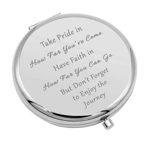 Graduation Gifts for Her Compact Makeup Mirror College Graduation Gifts Inspirational Gifts College Graduation Appreciation Gifts Folding Makeup Mirror Birthday for Girls (Silver)
