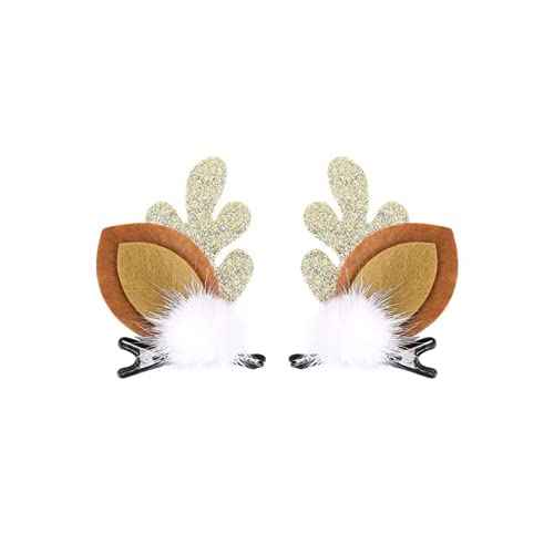 Christmas Glitter Hair Clip Cute Reindeer Antlers Headdress Hairpin for Christmas Party Antlers Ears Hair Accessory (Golden)