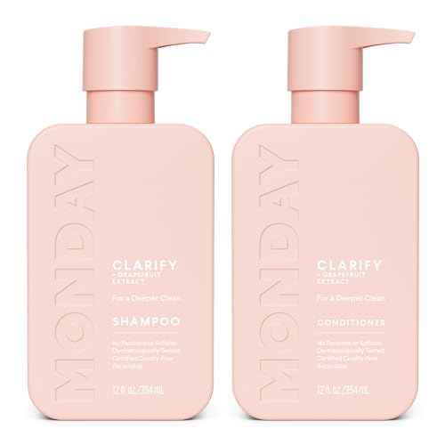 MONDAY HAIRCARE Clarify Shampoo and Conditioner Set 12 oz for Oily Hair Made with Grapefruit Extract, Coconut Oil, Shea Butter, Vitamin E and Pro-Vitamin B5