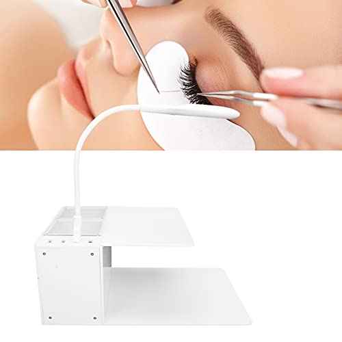 Eyelash Extension Shelf with Detachable U-Shaped Memory Foam Pillow, Adjustable USB LED Light, Ergonomic Acrylic Makeup Tool for Beauty Salon