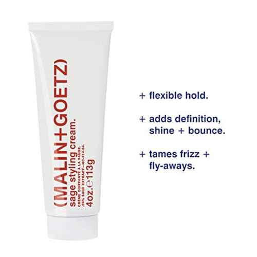 MALIN+GOETZ Sage Styling Cream Flexible Hold Styling Cream for All Hair Types Adds Shine, Definition + Volume Tames Frizz + Flyways Nourishing Formula Cruelty-Free (1 Fl Oz / 4 Fl Oz)