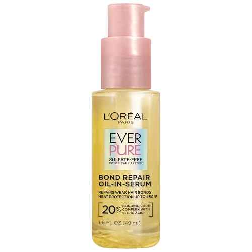 L'Oreal Paris Bond Repair Oil-in-Serum for Damaged, Color Treated Hair, Heat Protectant, Strengthens Weak Bonds, Intense Shine and Frizz Control, EverPure, 1.6 Fl Oz