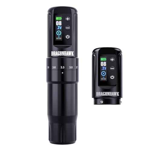 Dragonhawk Atom2 Pro Cordless Tattoo Pen Machine - 7 Storkes Length Professional Rotary Tattoo Gun for Lining Shading Mcore Motor 2000mAh Battery Power Supply (2 Batteries)