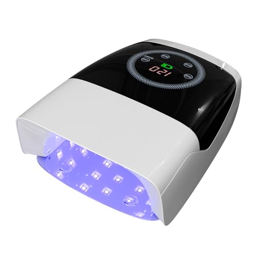 Cordless UV LED Nail Lamp, 132W Rechargeable Gel Nail Lamp Professional Nail Dryer Gel Polish UV Lights for Nails with 4 Timer Setting Quick Dryer Curing Lamp for Salon & Home (White)