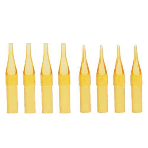 100 Pieces Tattoo Tip Disposable Tattoo Needle Tube Plastic Tattoo Needle Nozzle Cap Tattoo Needle Tip Tattoo Nozzle Tips for 3RT 5RT 7RT 9RT 11RT 5FT 7FT 9FT 11FT 13FT Tattoo Needle, Yellow