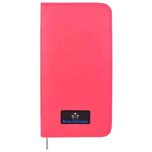 Leather 5 Scissor & Shear Storage Case for Hairstylist - Hairdresser -Scissor Holder Perfect for home-saloon use (Pink)