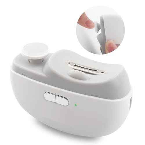 Electric Nail Clipper for Senior and Baby - 3in1 Baby Nail Trimmer Electric for Finger, Automatic Electric Nail Clipper with Polishing, Gift for Adult White